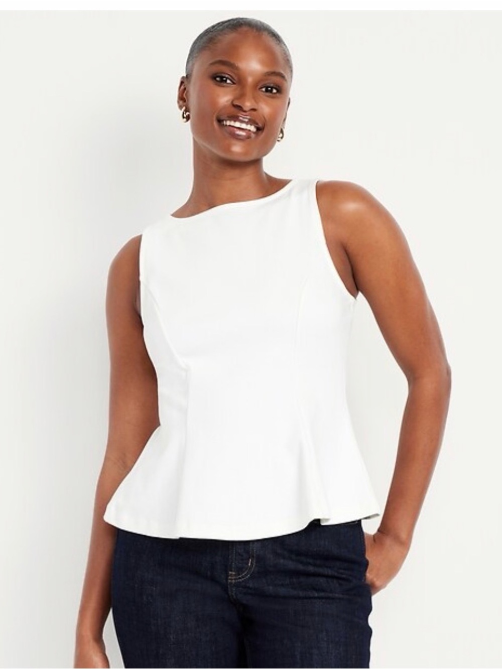 Old Navy Ponte-Knit Sleeveless
Peplum Top - Size L - Sea Salt NWOT
